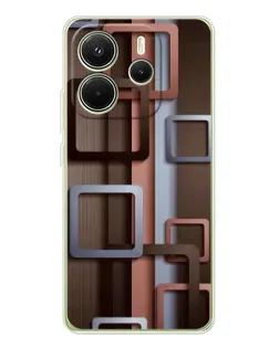 Чохол для Xiaomi Redmi Note 14 4G (Global) з картинкою «Коричневі об'ємні квадрати»