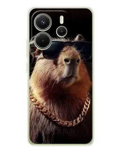 Чохол для Xiaomi Redmi Note 14 4G (Global) з картинкою «Капібара золотий ланцюг»