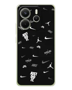Чехол для Xiaomi Redmi Note 14 4G (EU) с картинкой «Nike Black Pattern»