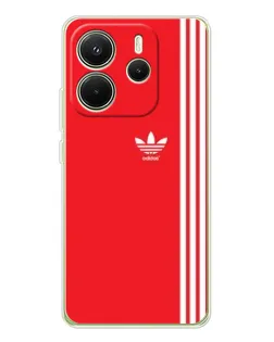 Чехол для Xiaomi Redmi Note 14 4G (EU) с картинкой «Красный минимализм Adidas»