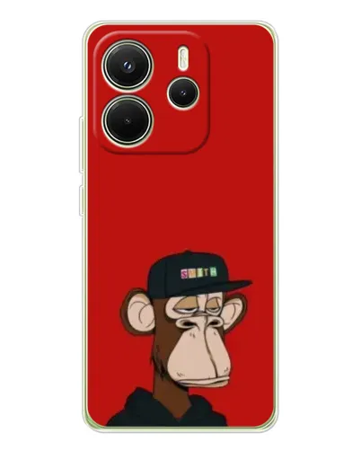 Чехол для Xiaomi Redmi Note 14 4G (EU) с картинкой «Bored Ape — красный фон»