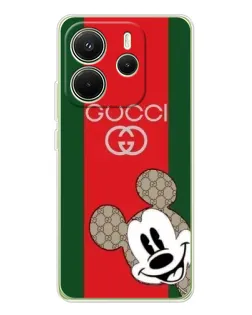 Чехол для Xiaomi Redmi Note 14 4G (EU) с картинкой «Gucci — полосы и Микки» Чехол для Xiaomi Redmi Note 14 4G (EU) с картинкой «Gucci — полосы и Микки»