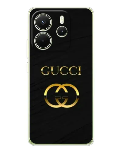 Чехол для Xiaomi Redmi Note 14 4G (EU) с картинкой «Золотой логотип Gucci»