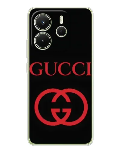Чехол для Xiaomi Redmi Note 14 4G (EU) с картинкой «Gucci — красный логотип»