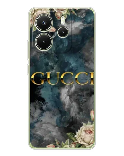 Чехол для Xiaomi Redmi Note 14 4G (EU) с картинкой «Абстрактные цветы Gucci»