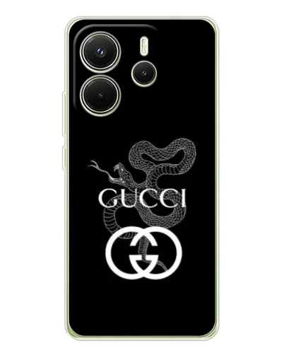 Чехол для Xiaomi Redmi Note 14 4G (EU) с картинкой «Gucci — серебряная змея»