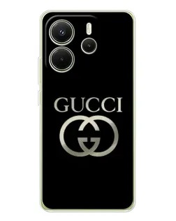 Чехол для Xiaomi Redmi Note 14 4G (EU) с картинкой «Gucci — золото на черном» Чехол для Xiaomi Redmi Note 14 4G (EU) с картинкой «Gucci — золото на черном»