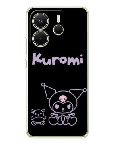 Чехол для Xiaomi Redmi Note 14 4G (EU) с картинкой «Kuromi — черный минимализм»