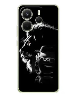 Чехол для Xiaomi Redmi Note 14 4G (EU) с картинкой «BMW и лев»