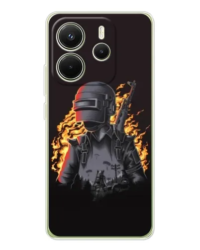 Чехол для Xiaomi Redmi Note 14 4G (EU) с картинкой «PUBG — огненный силуэт»