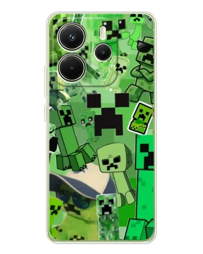 Чехол для Xiaomi Redmi Note 14 4G (EU) с картинкой «Криперы Minecraft»