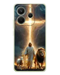 Чехол для Xiaomi Redmi Note 14 4G (EU) с картинкой «Лев Иуды и Свет» Чехол для Xiaomi Redmi Note 14 4G (EU) с картинкой «Лев Иуды и Свет»