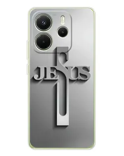 Чохол для Xiaomi Redmi Note 14 4G (EU) з картинкою «Металевий хрест Jesus»
