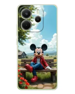Чехол для Xiaomi Redmi Note 14 4G (EU) с картинкой «Микки на скамейке»