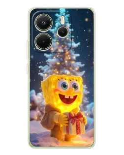Чехол для Xiaomi Redmi Note 14 4G (EU) с картинкой «Рождественский Спанч Боб»