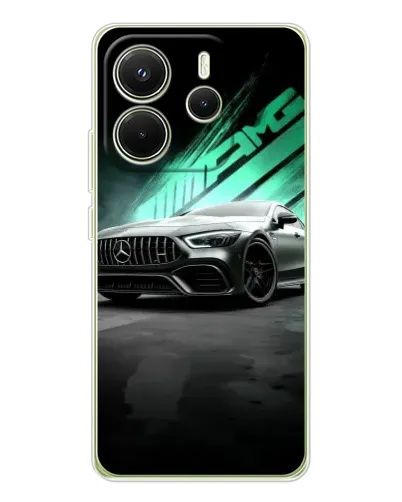Чехол для Xiaomi Redmi Note 14 4G (EU) с картинкой «Темный Mercedes AMG»