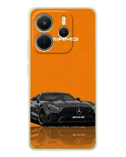 Чехол для Xiaomi Redmi Note 14 4G (EU) с картинкой «Оранжевый Mercedes AMG»
