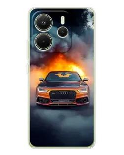 Чехол для Xiaomi Redmi Note 14 4G (EU) с картинкой «Audi в огненном дыму» Чехол для Xiaomi Redmi Note 14 4G (EU) с картинкой «Audi в огненном дыму»