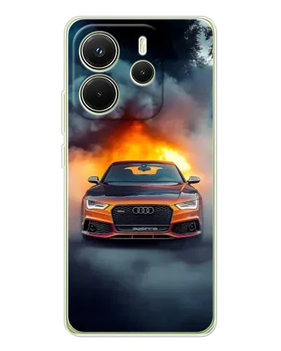 Чехол для Xiaomi Redmi Note 14 4G (EU) с картинкой «Audi в огненном дыму»