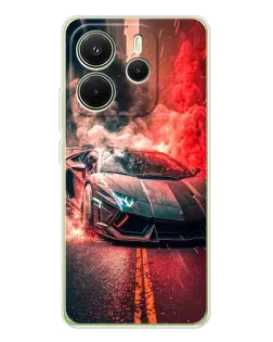 Чехол для Xiaomi Redmi Note 14 4G (EU) с картинкой «Lamborghini красный дым»