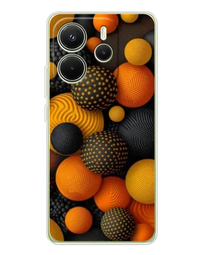Чехол для Xiaomi Redmi Note 14 4G (EU) с картинкой «Объемные оранжевые сферы»