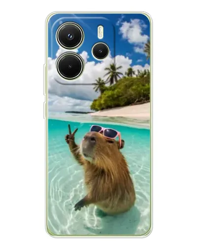 Чехол для Xiaomi Redmi Note 14 4G (EU) с картинкой «Капибара на море»