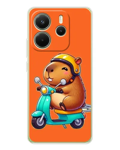 Чехол для Xiaomi Redmi Note 14 4G (EU) с картинкой «Капибара на скутере»