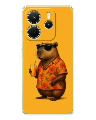 Чехол для Xiaomi Redmi Note 14 4G (EU) с картинкой «Капибара на отдыхе»