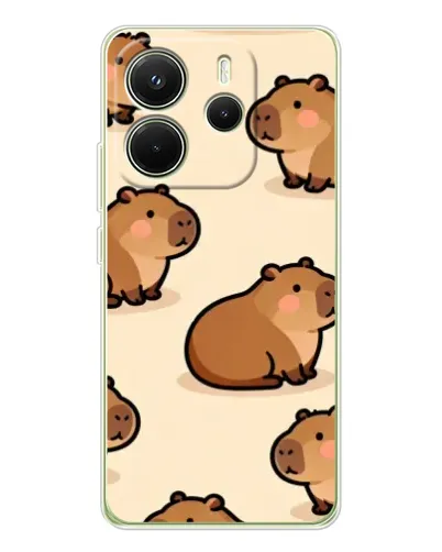 Чехол для Xiaomi Redmi Note 14 4G (EU) с картинкой «Паттерн милых капибар»