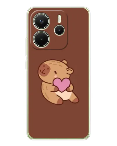 Чехол для Xiaomi Redmi Note 14 4G (EU) с картинкой «Капибара с сердцем»