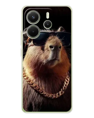 Чехол для Xiaomi Redmi Note 14 4G (EU) с картинкой «Капибара золотая цепь»