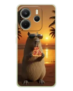 Чехол для Xiaomi Redmi Note 14 4G (EU) с картинкой «Капибара с пиццей» Чехол для Xiaomi Redmi Note 14 4G (EU) с картинкой «Капибара с пиццей»