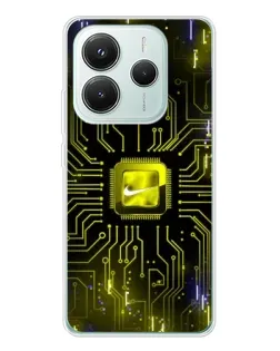 Чехол для Xiaomi Redmi Note 14 5G с картинкой «Nike — золотая искра»