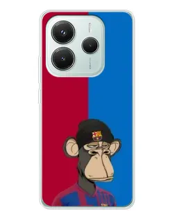 Чехол для Xiaomi Redmi Note 14 5G с картинкой «Bored Ape — фанат Барсы»