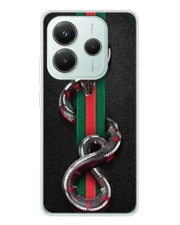 Чехол для Xiaomi Redmi Note 14 5G с картинкой «Gucci — змея на полосе» Чехол для Xiaomi Redmi Note 14 5G с картинкой «Gucci — змея на полосе»