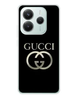 Чехол для Xiaomi Redmi Note 14 5G с картинкой «Gucci — золото на черном» Чехол для Xiaomi Redmi Note 14 5G с картинкой «Gucci — золото на черном»