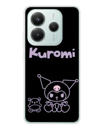 Чехол для Xiaomi Redmi Note 14 5G с картинкой «Kuromi — черный минимализм»