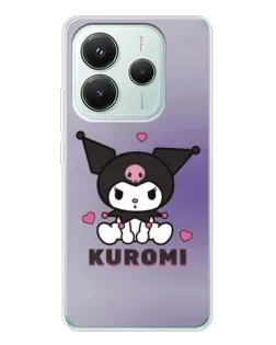 Чехол для Xiaomi Redmi Note 14 5G с картинкой «Kuromi — фиолетовый арт»