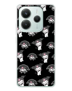 Чехол для Xiaomi Redmi Note 14 5G с картинкой «Черный паттерн Kuromi»