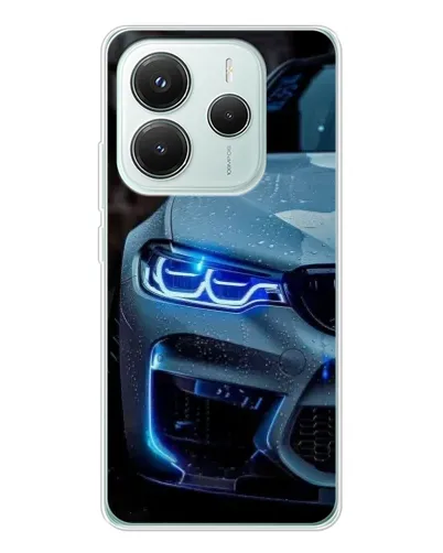 Чохол для Xiaomi Redmi Note 14 5G з картинкою «Погляд BMW з синіми фарами»