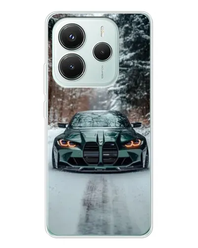 Чохол для Xiaomi Redmi Note 14 5G з картинкою «BMW у зимовому лісі»
