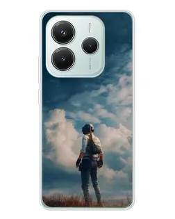 Чехол для Xiaomi Redmi Note 14 5G с картинкой «Герой PUBG на скале»