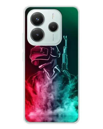 Чехол для Xiaomi Redmi Note 14 5G с картинкой «PUBG — огненный воин»