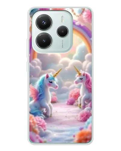 Чехол для Xiaomi Redmi Note 14 5G с картинкой «Радуга и единороги» Чехол для Xiaomi Redmi Note 14 5G с картинкой «Радуга и единороги»