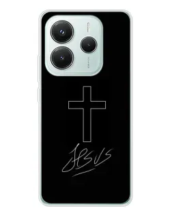 Чехол для Xiaomi Redmi Note 14 5G с картинкой «Графический крест Jesus» Чехол для Xiaomi Redmi Note 14 5G с картинкой «Графический крест Jesus»