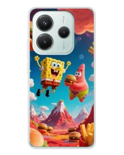 Чехол для Xiaomi Redmi Note 14 5G с картинкой «Космический фастфуд»