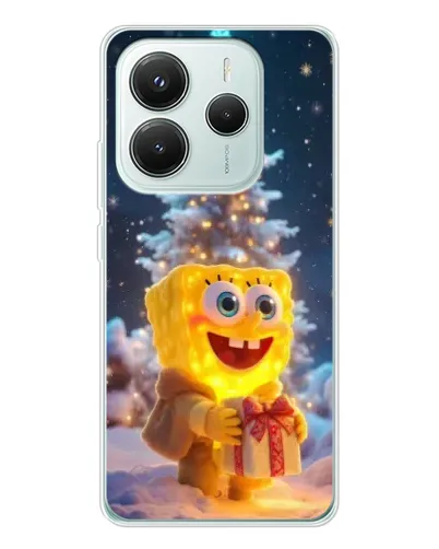 Чехол для Xiaomi Redmi Note 14 5G с картинкой «Рождественский Спанч Боб»