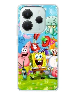 Чехол для Xiaomi Redmi Note 14 5G с картинкой «Губка Боб и друзья»