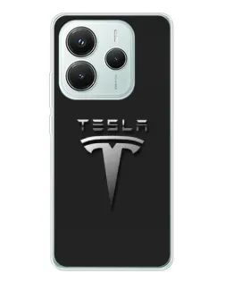 Чохол для Xiaomi Redmi Note 14 5G з картинкою «Сталевий логотип Tesla»