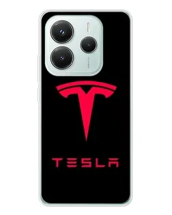 Чохол для Xiaomi Redmi Note 14 5G з картинкою «Tesla Red Logo»